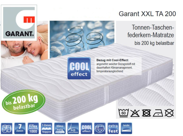 Garant Matratze XXL TA 200 bis 200 kg Taschenfederkern